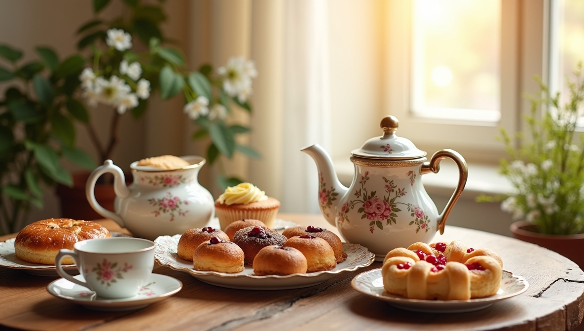 Elegant minimalist teapot and cup arrangement